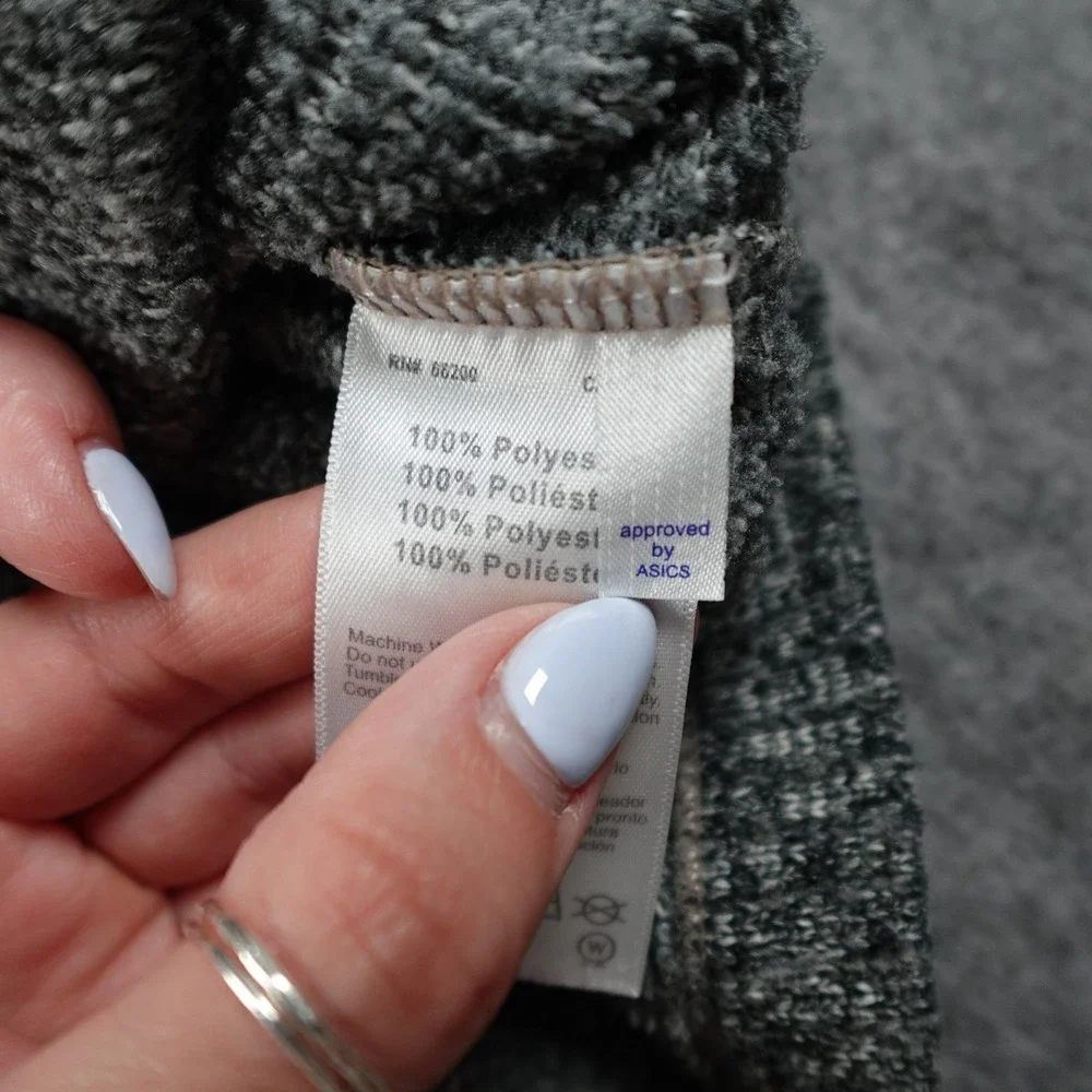 Asics Sweatshirt Women Large Gray Funnel Neck Heathered Fleece Pullover‎ Knit